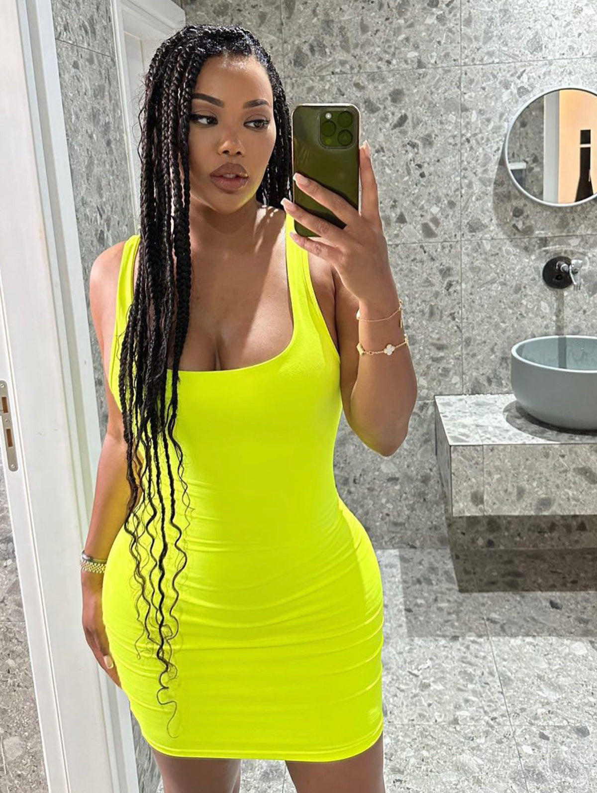 Neon yellow bandage dress on sale