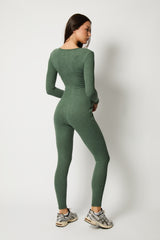 Khaki Teddy Velvet Jumpsuit