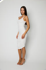White Ruched Bodycon