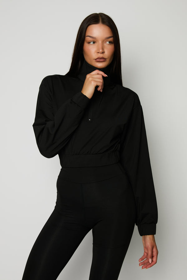 Two Piece Zip Up Black Set