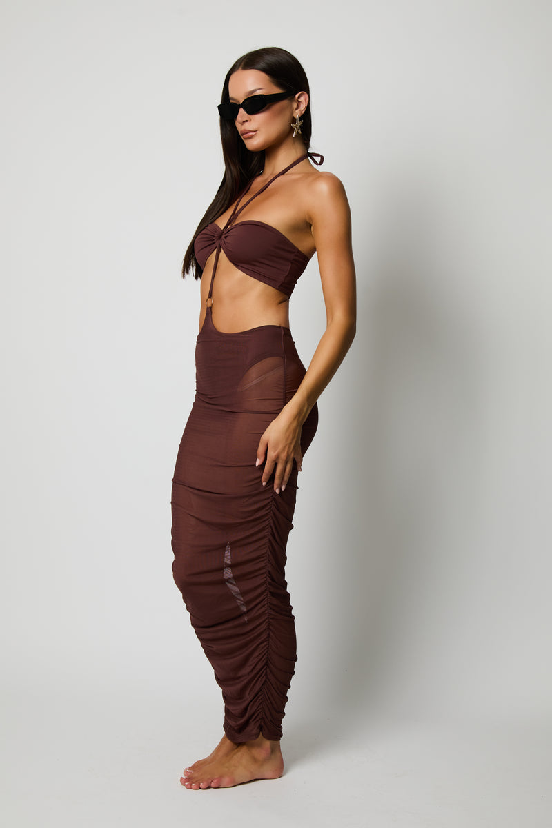 Escape Brown Mesh Ring Dress