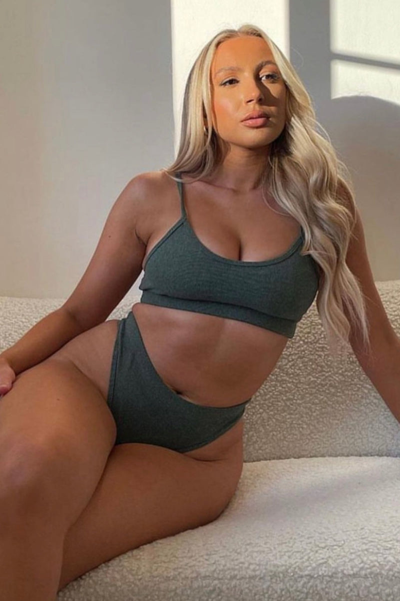 Khaki Bra & Thong Set