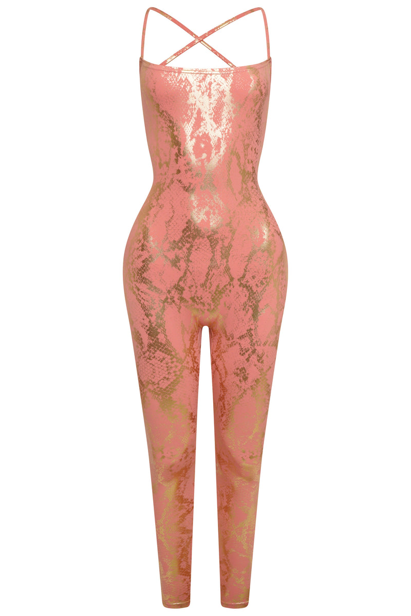Rusty & Gold Glitter Backless Jumpsuit